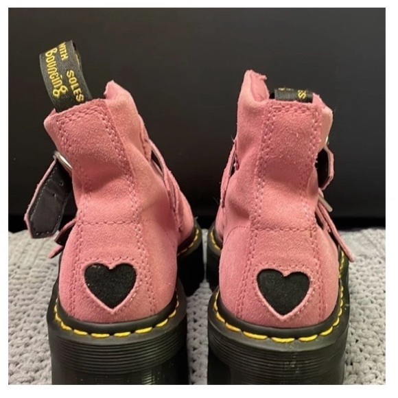Pink Suede Dr. Martens x Lazy Oaf Platform Boots - Picture 5 of 7